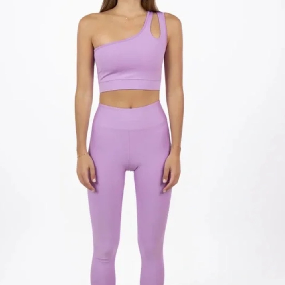 Year of Ours Lavender One-Shoulder Leggings Set